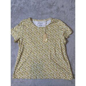 Fat Face Size 16 NWT Yellow Ditsy Floral Short Sleeve Top Boho Cottagecore
